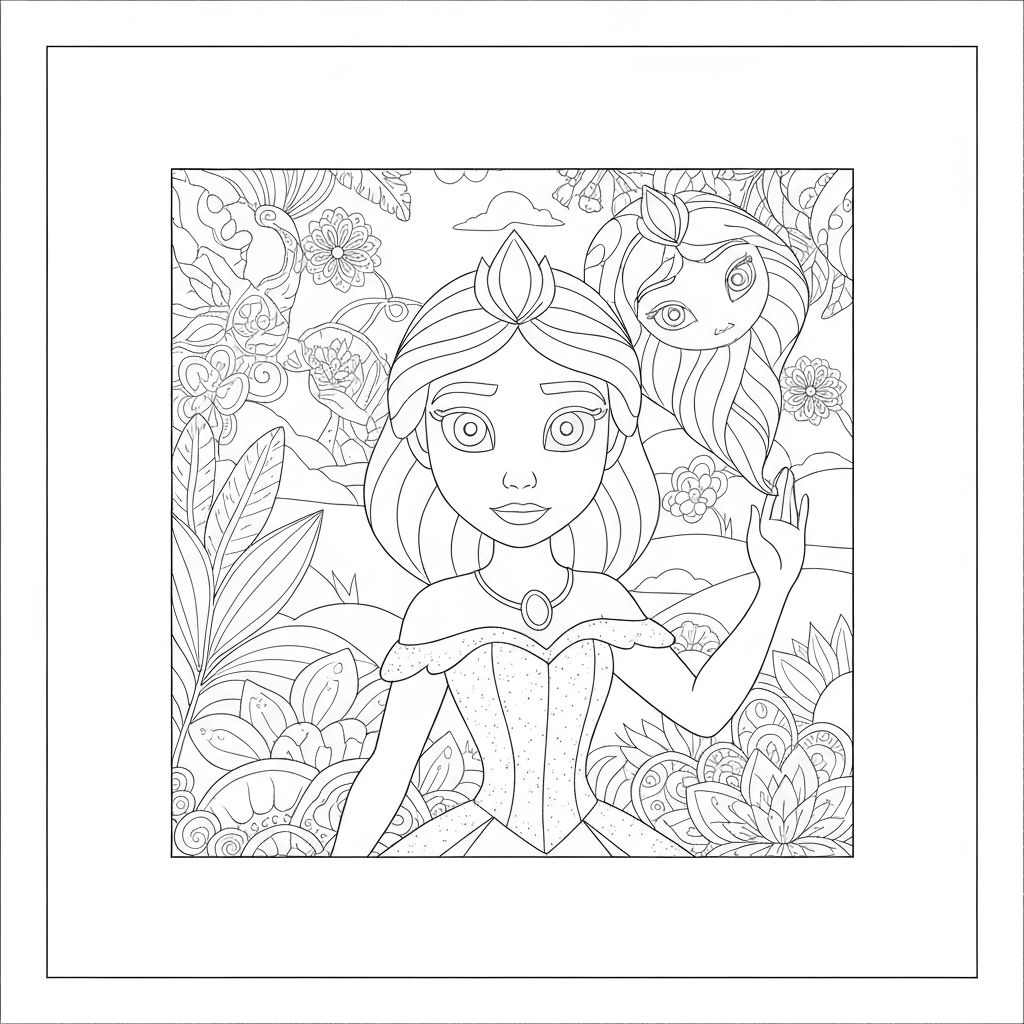 of tiana the princess flowers coloring page