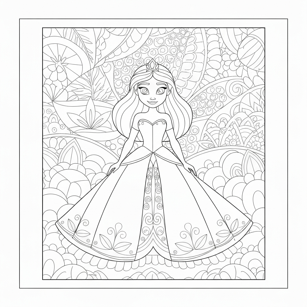 of tiana the princess mandala coloring page