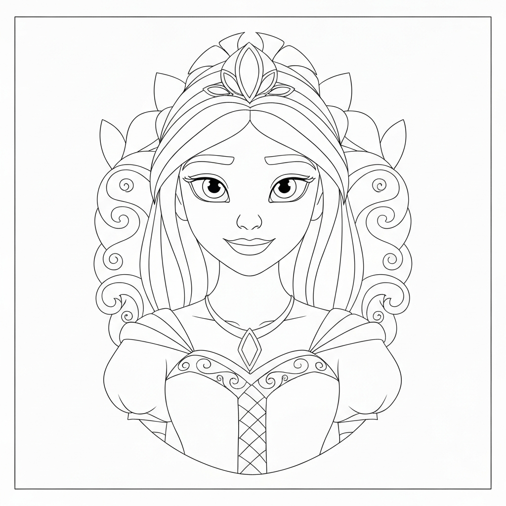 of tiana the princess portrait coloring page