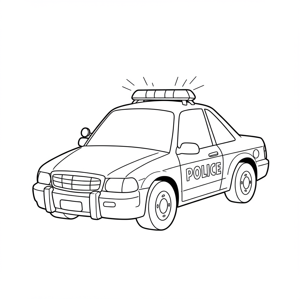 police car cartoon coloring page
