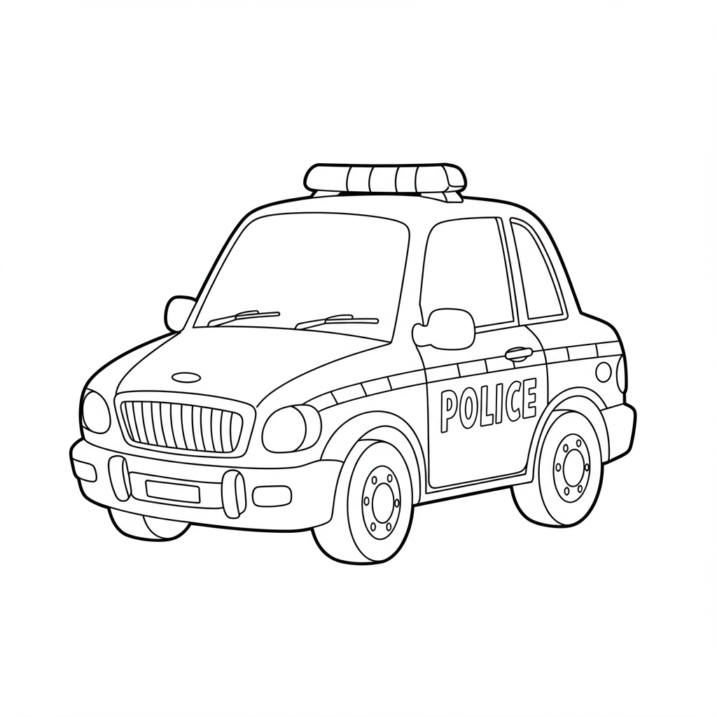 police car cute coloring page