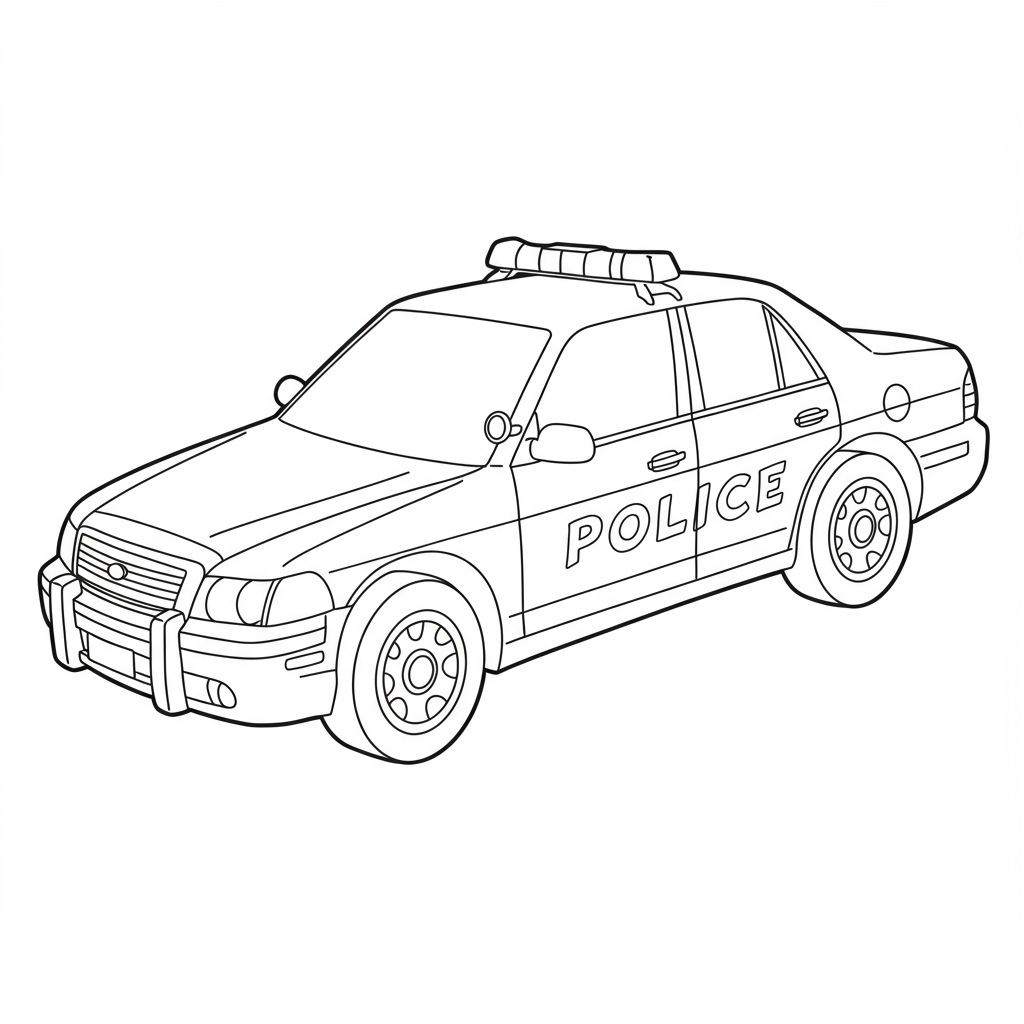 police car easy coloring page