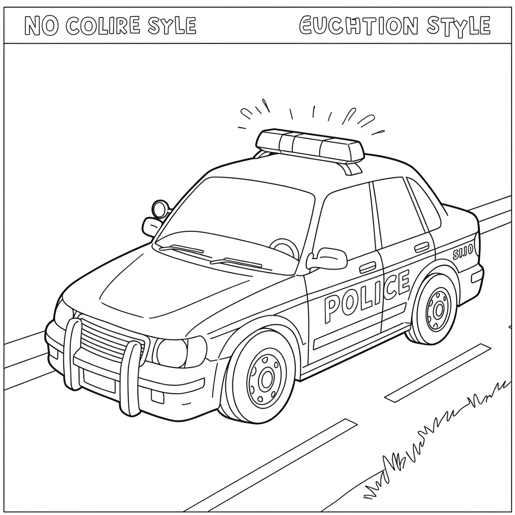 police car educational coloring page
