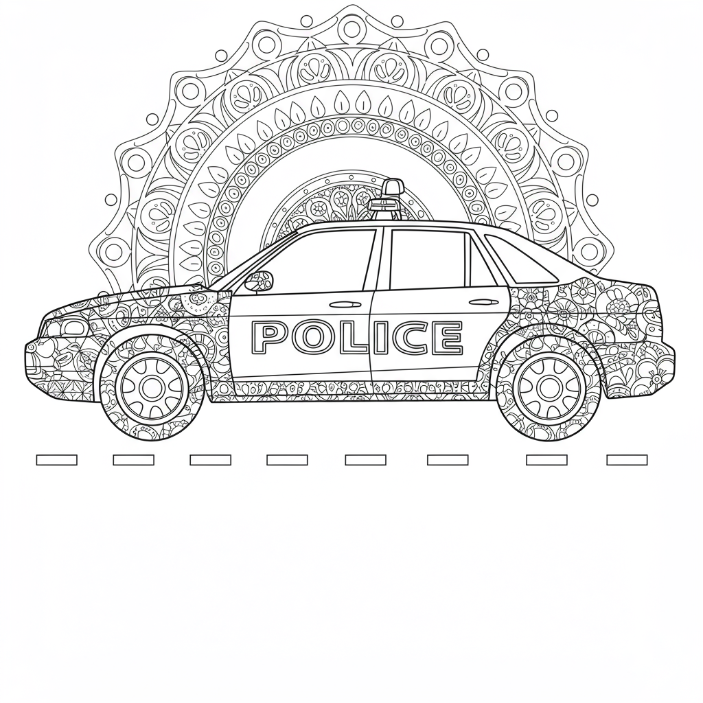 police car mandala coloring page
