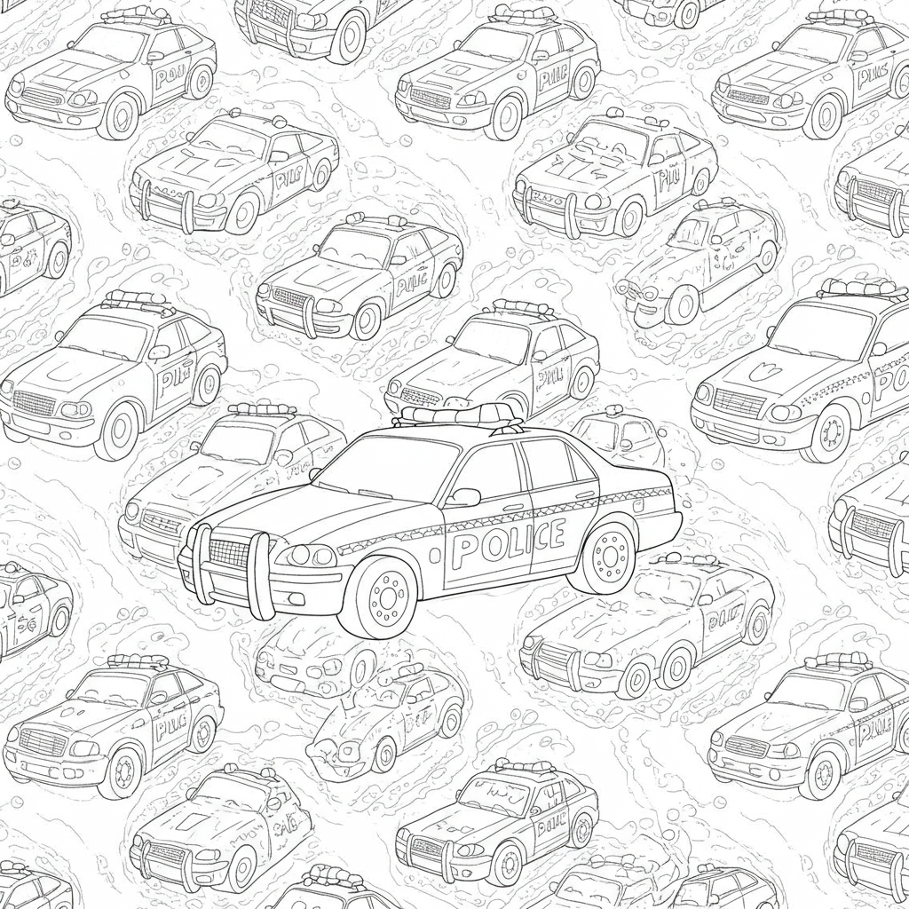 police car pattern coloring page