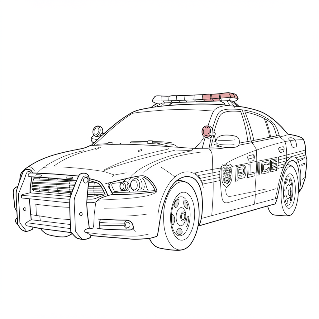 police car portrait coloring page