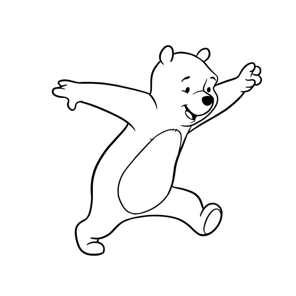 pooh bear action coloring page