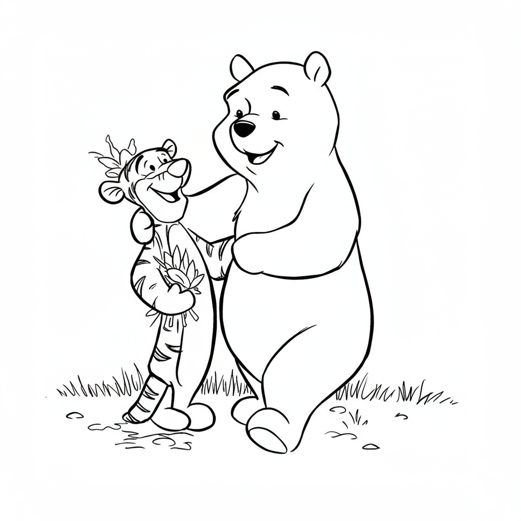 pooh bear cartoon coloring page