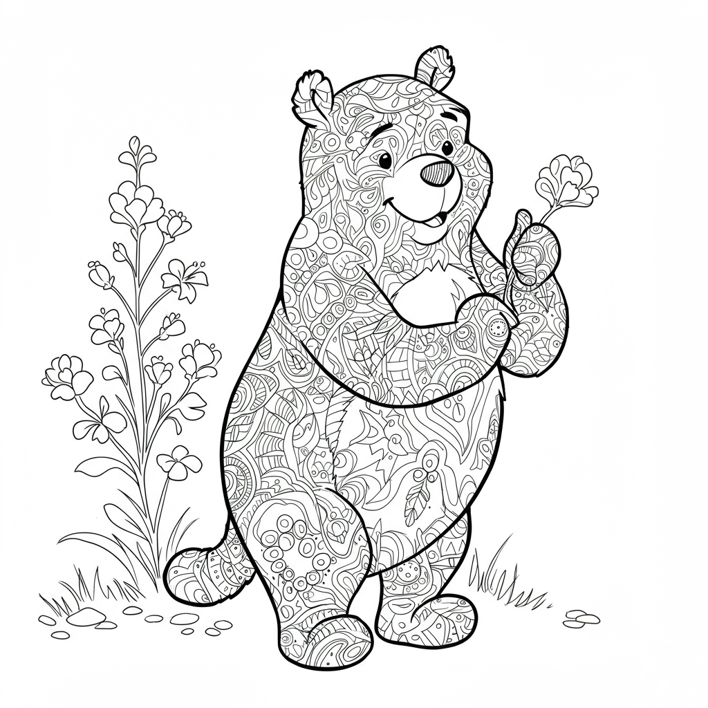 pooh bear decorative coloring page