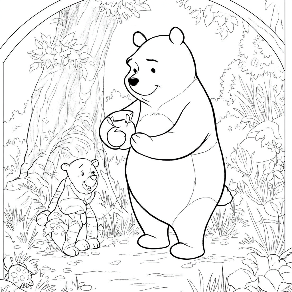 pooh bear detailed coloring page