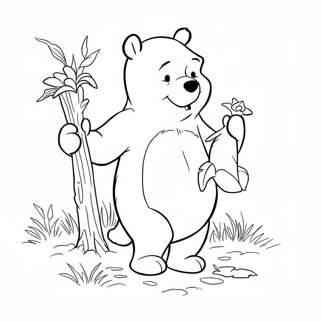 pooh bear easy coloring page
