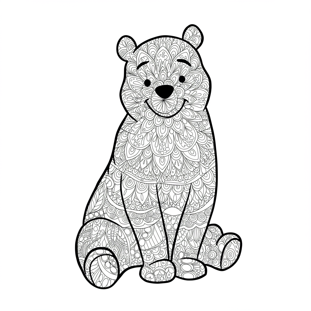 pooh bear mandala coloring page