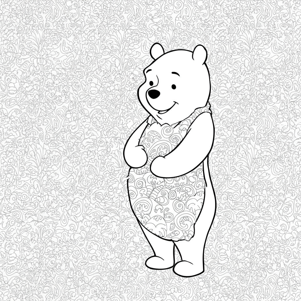 pooh bear pattern coloring page