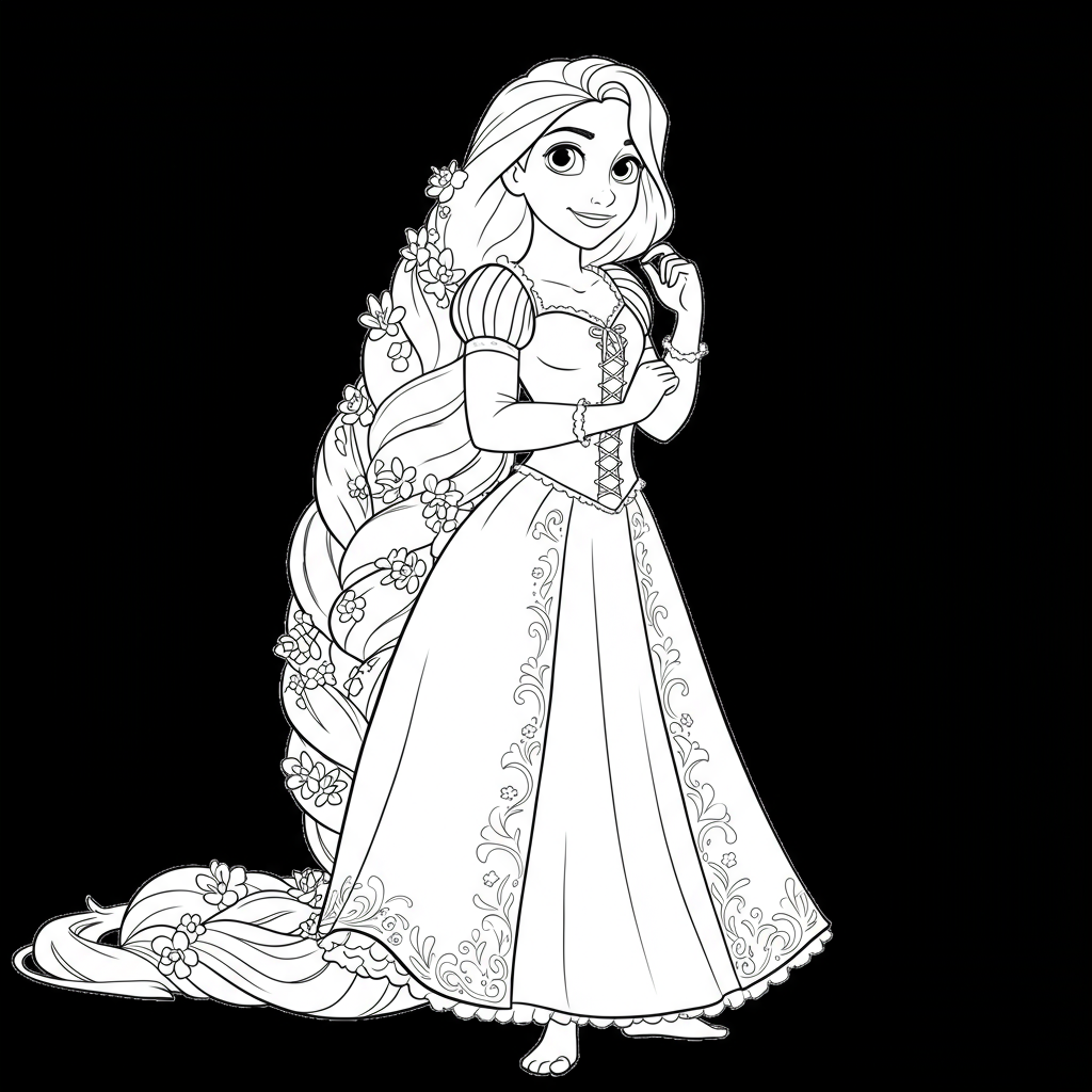 princess rapunzel cute coloring page