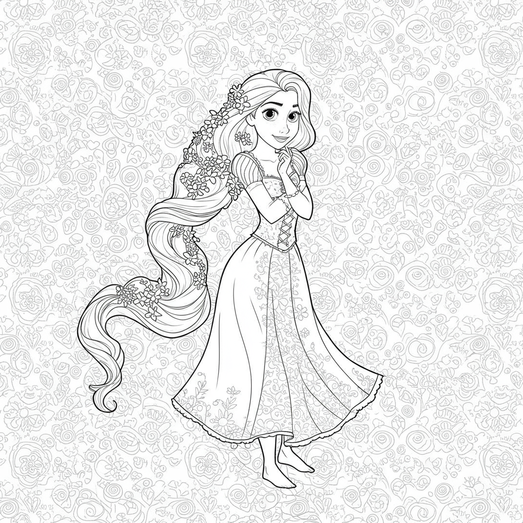 princess rapunzel pattern coloring page