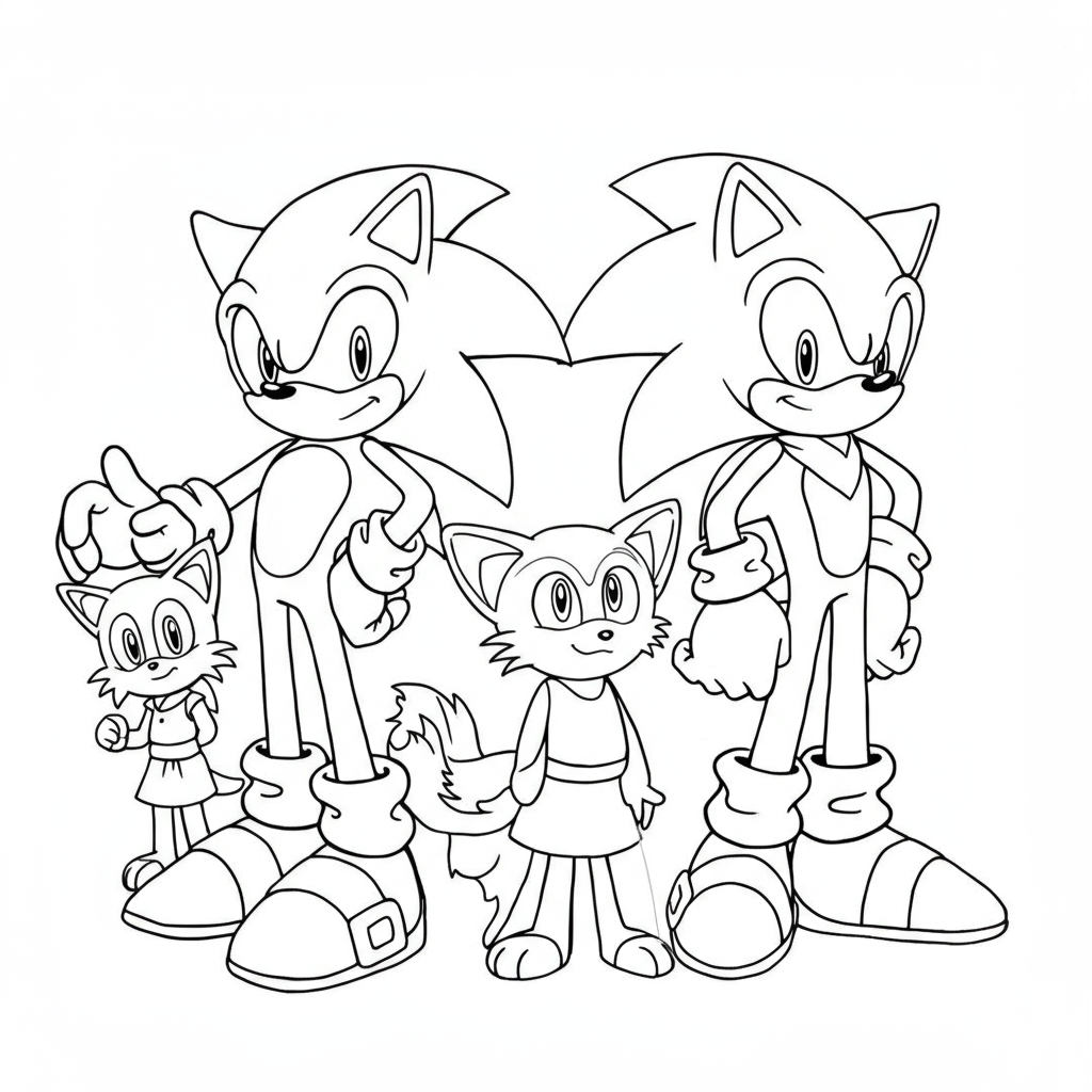 ソニック・ザ・ヘッジホッグのファミリーぬりえを印刷