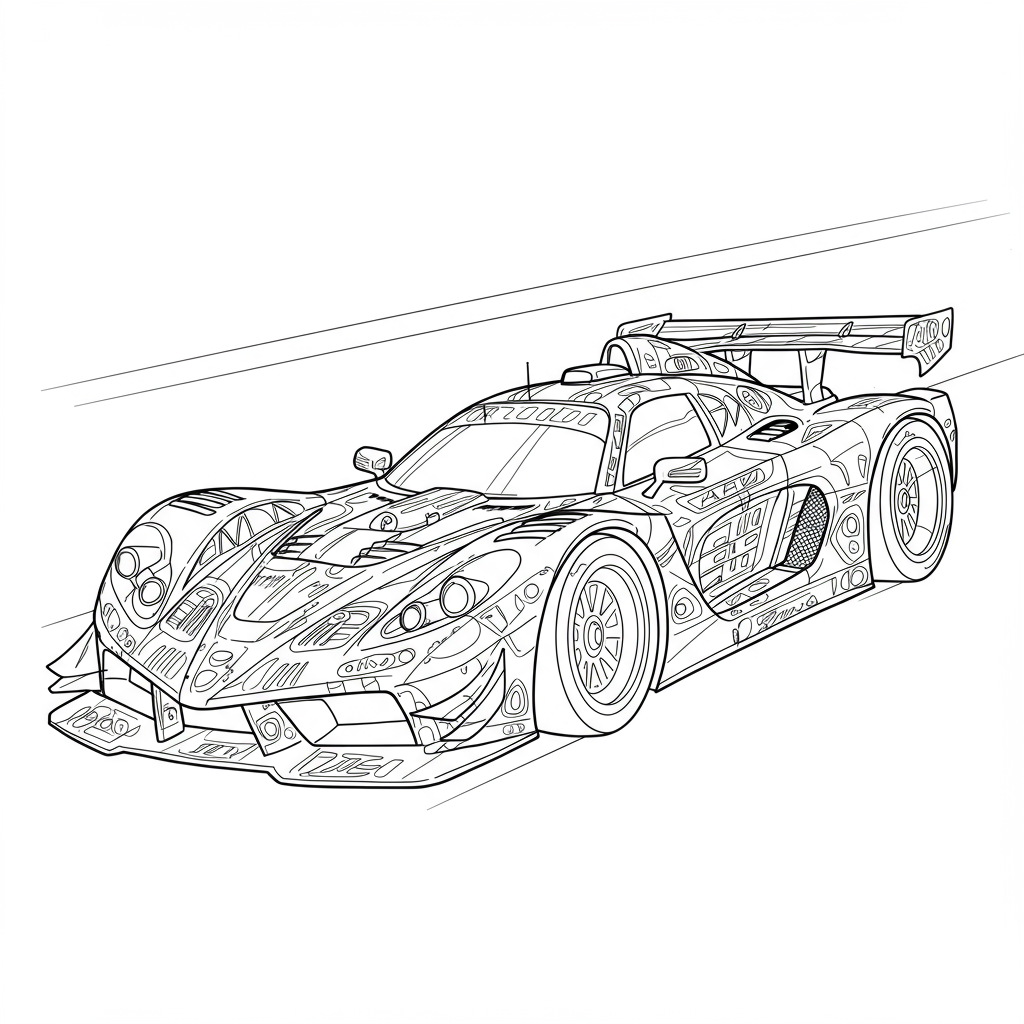race car abstract coloring page