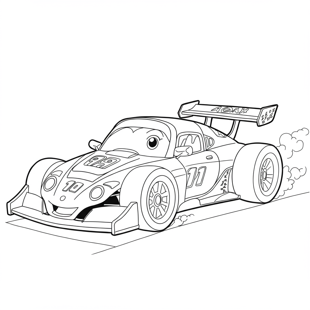 race car cute coloring page