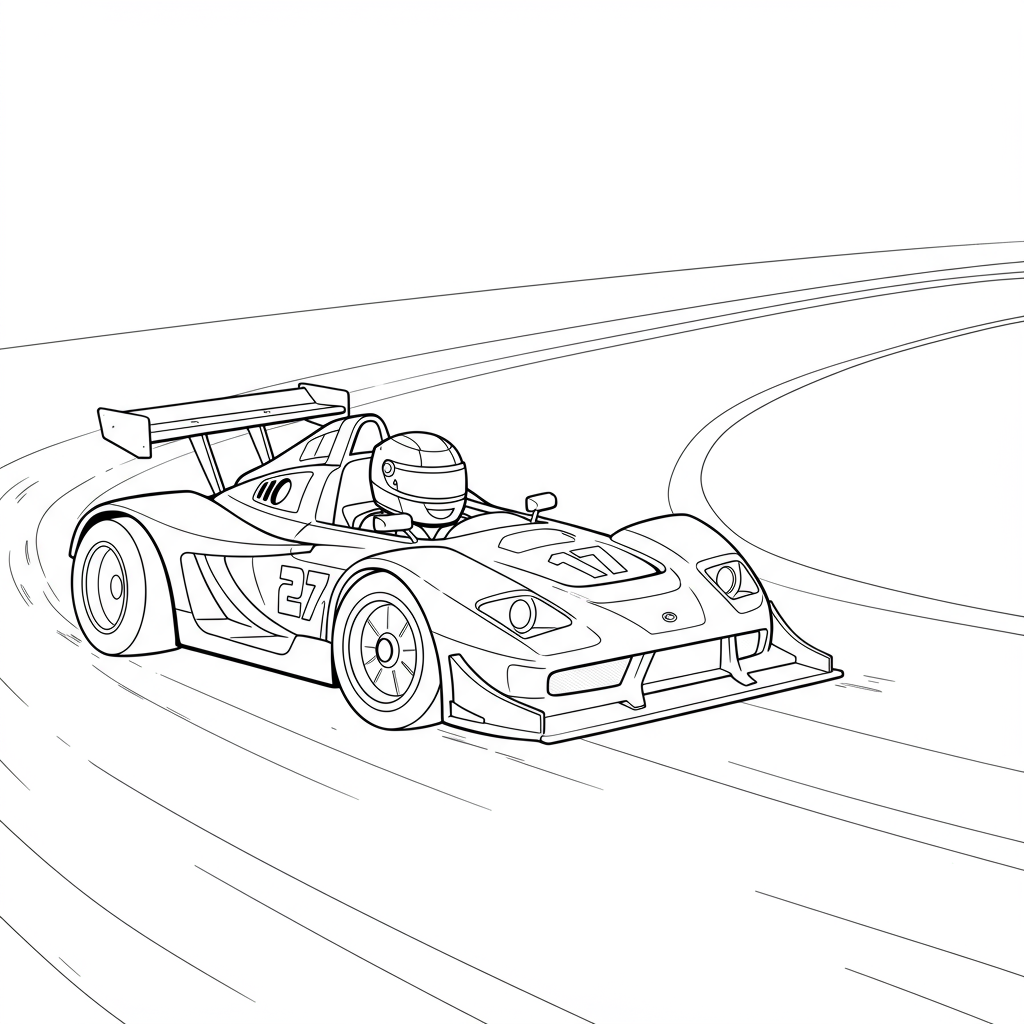 race car educational coloring page