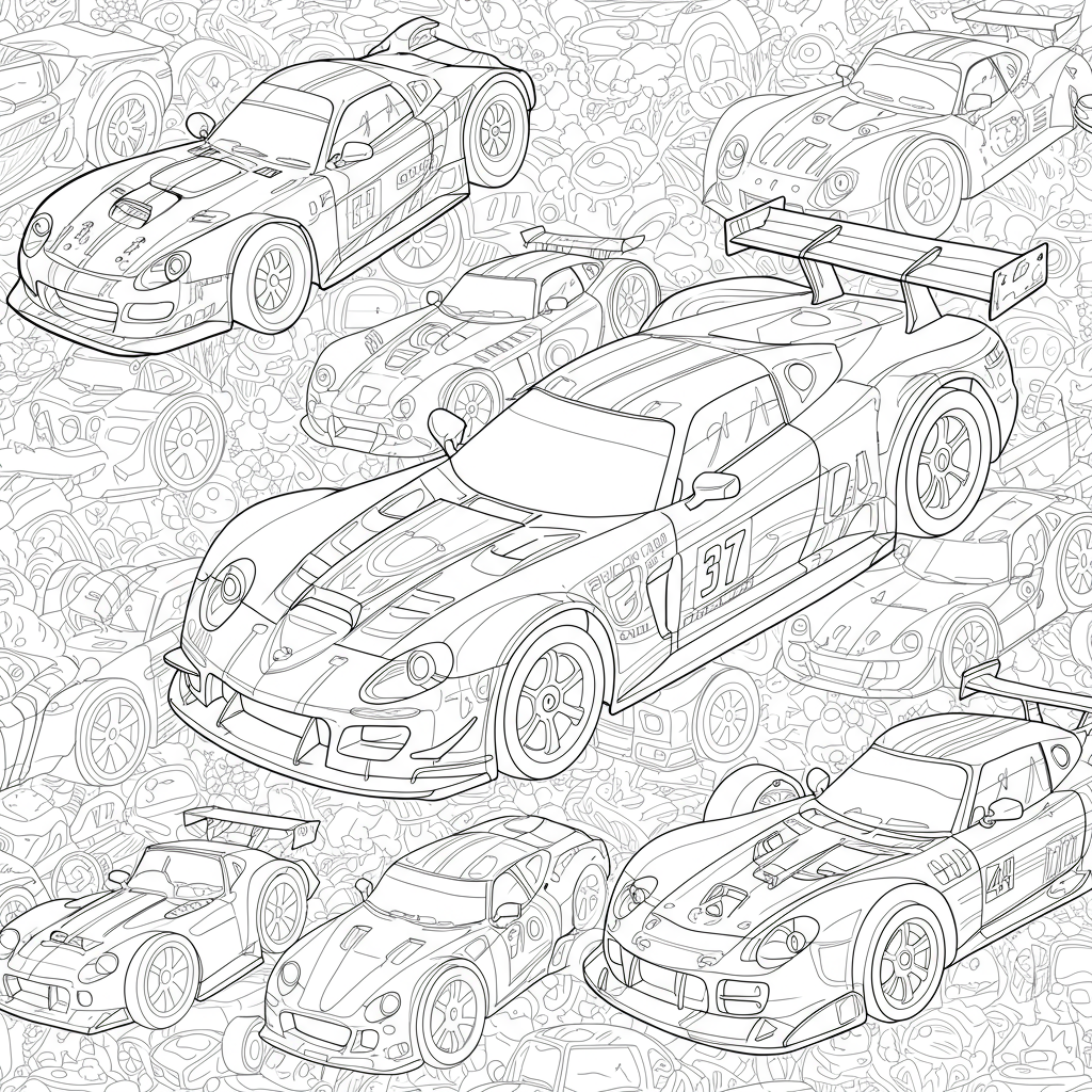 race car pattern coloring page