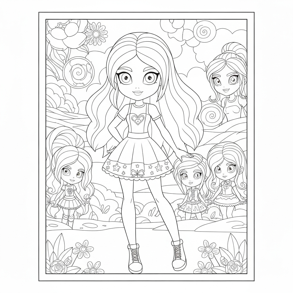 página para colorir fácil de rainbow high
