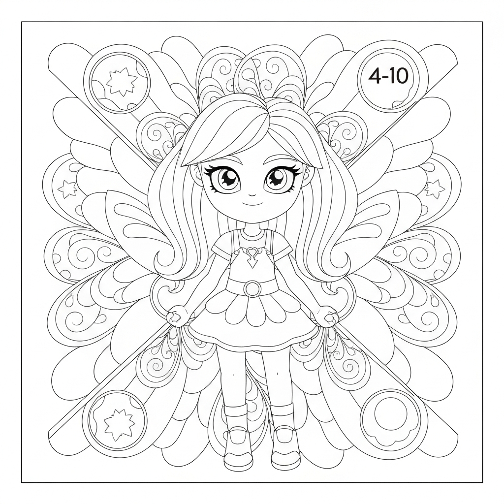 página para colorir de mandala de rainbow high