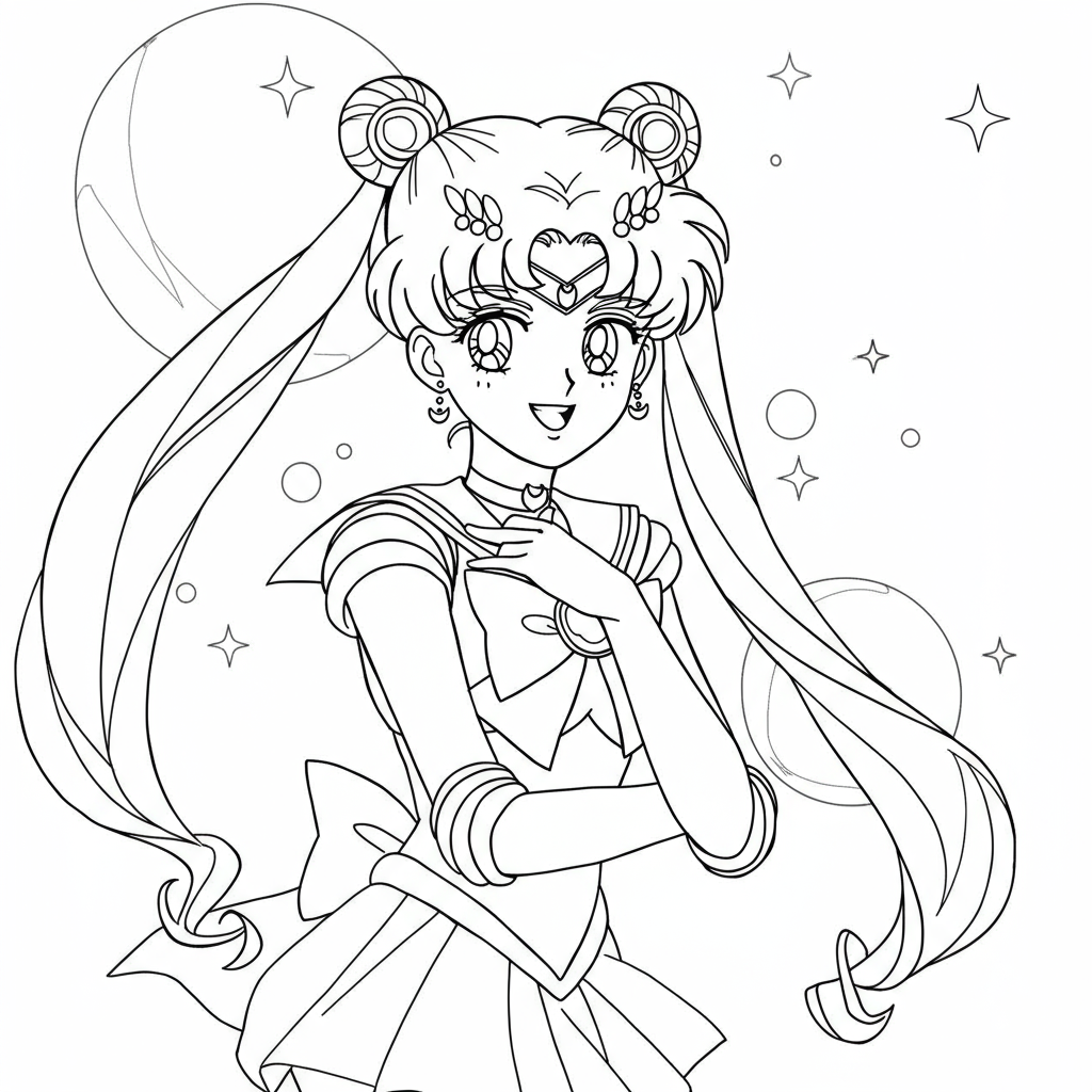 página para colorir abstrata da sailor moon