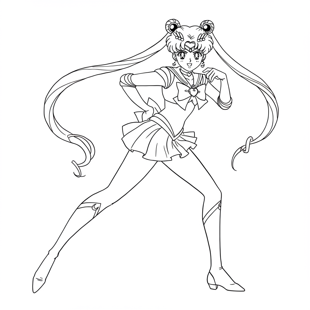 página para colorir de ação da sailor moon
