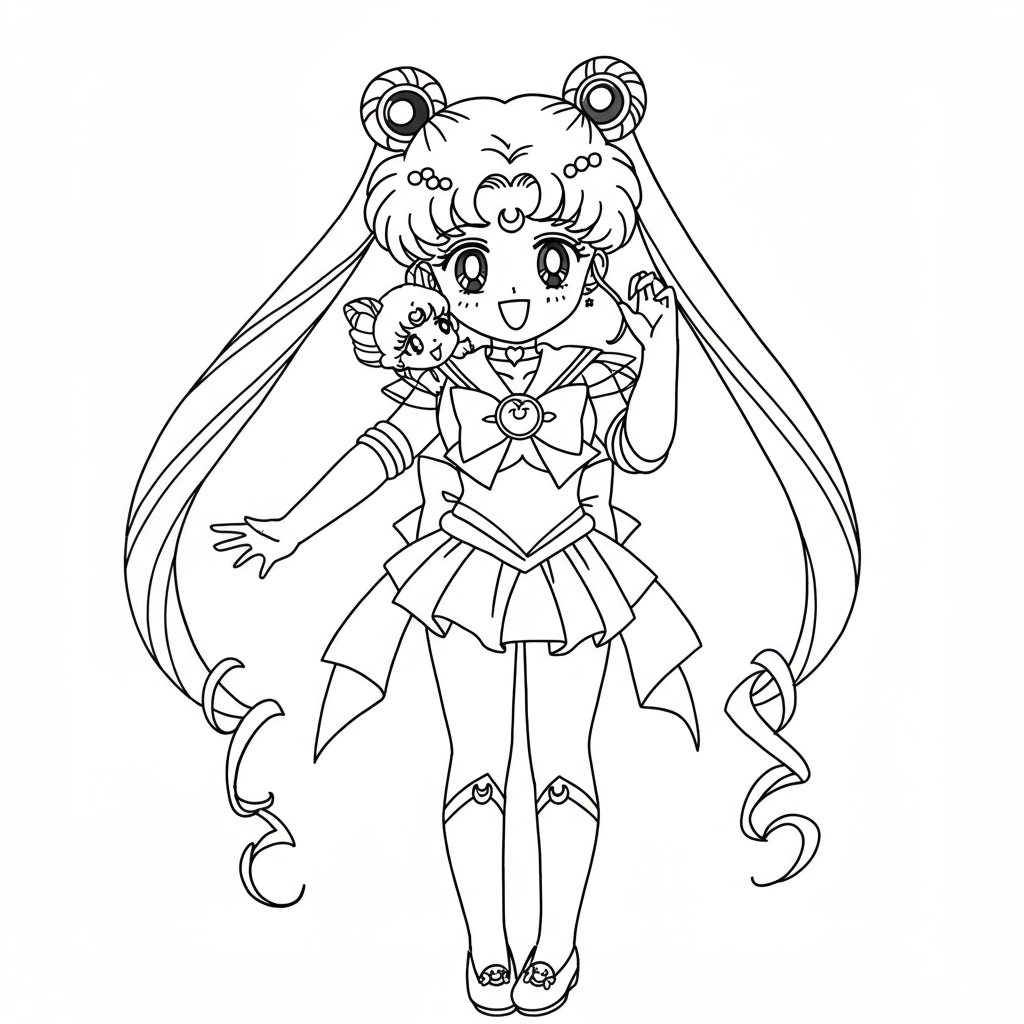 página para colorir de bebê da sailor moon