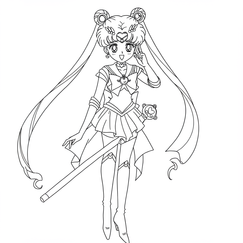 página para colorir de desenho animado da sailor moon