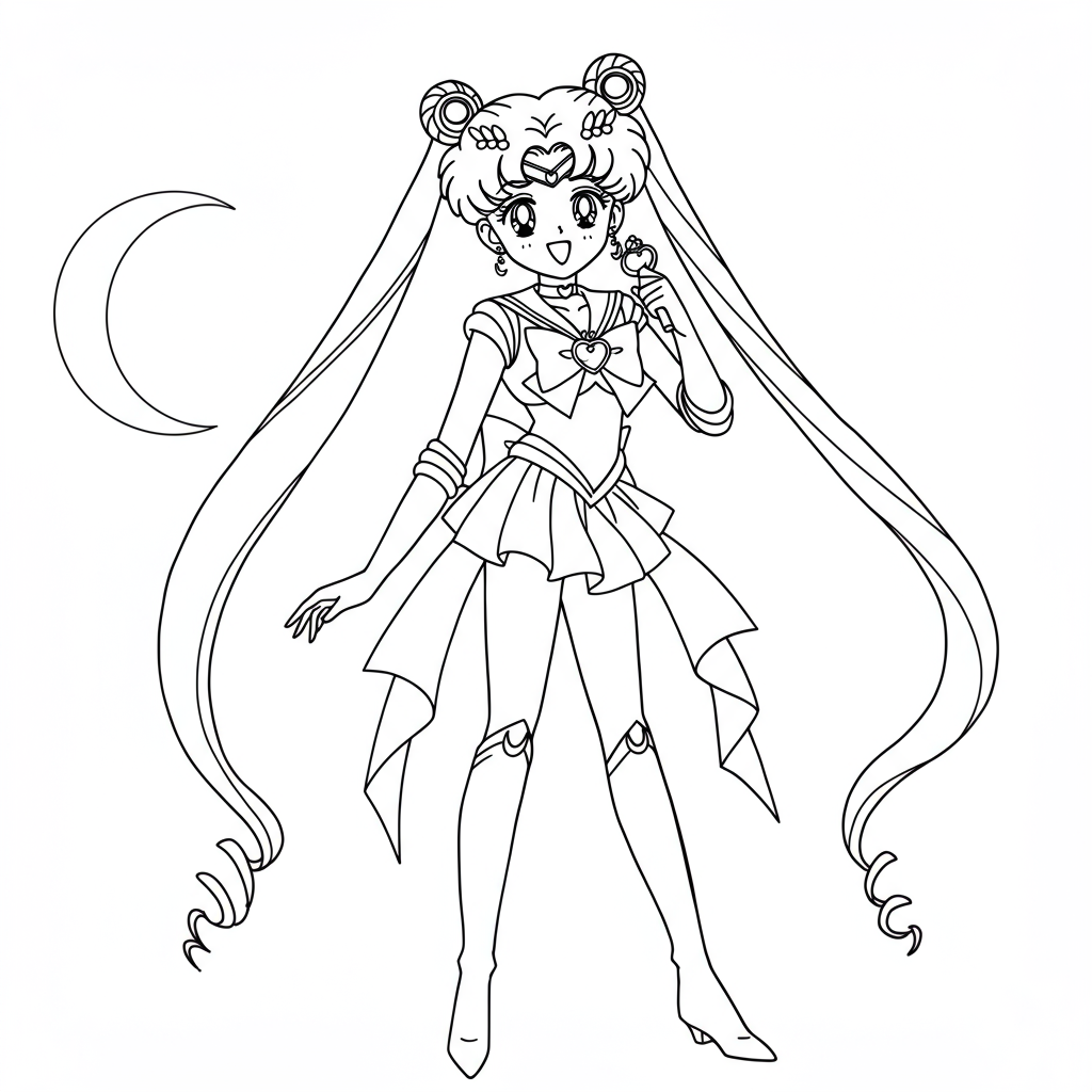 página para colorir fofa da sailor moon