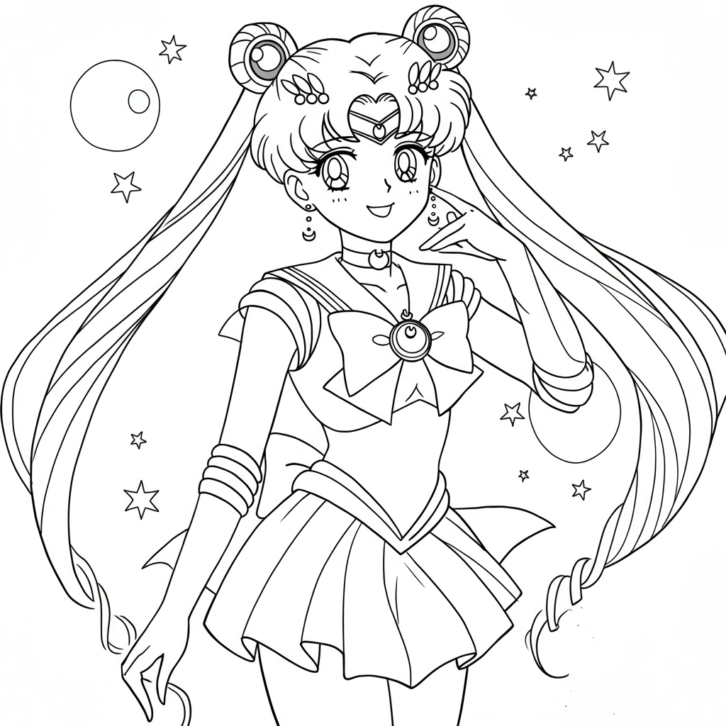 página para colorir decorativa da sailor moon