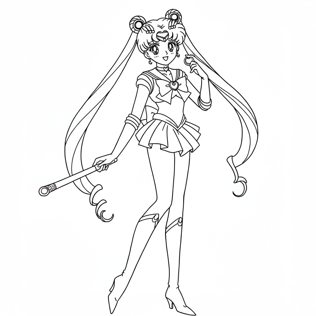 página para colorir fácil da sailor moon