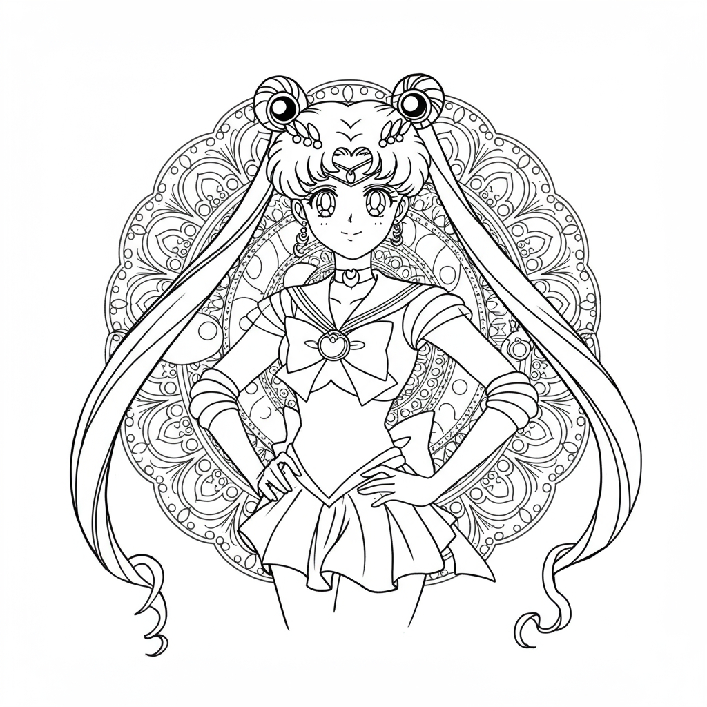 página para colorir de mandala da sailor moon