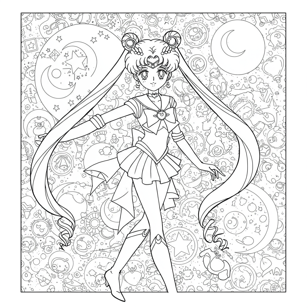 página para colorir de padrão da sailor moon