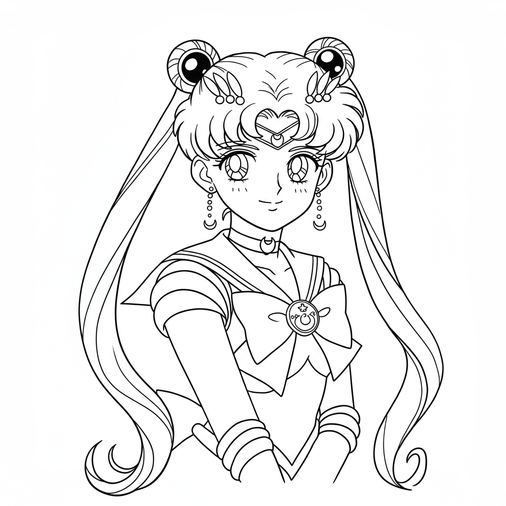 página para colorir de retrato da sailor moon