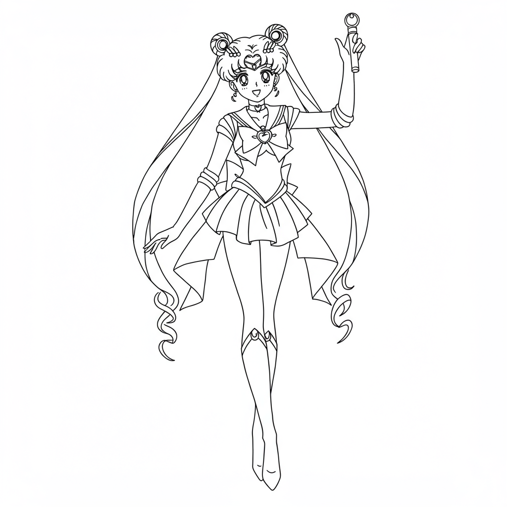 página para colorir simples da sailor moon