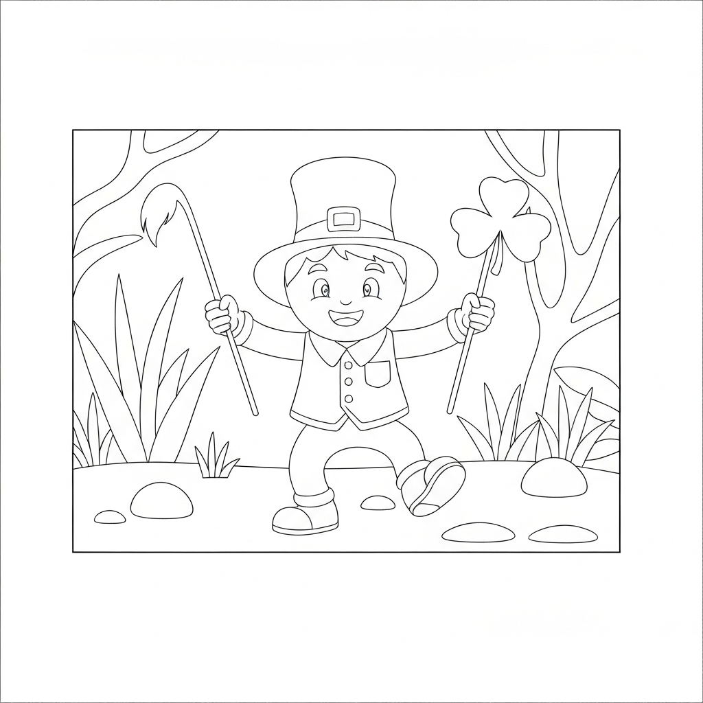 shamrock action coloring page