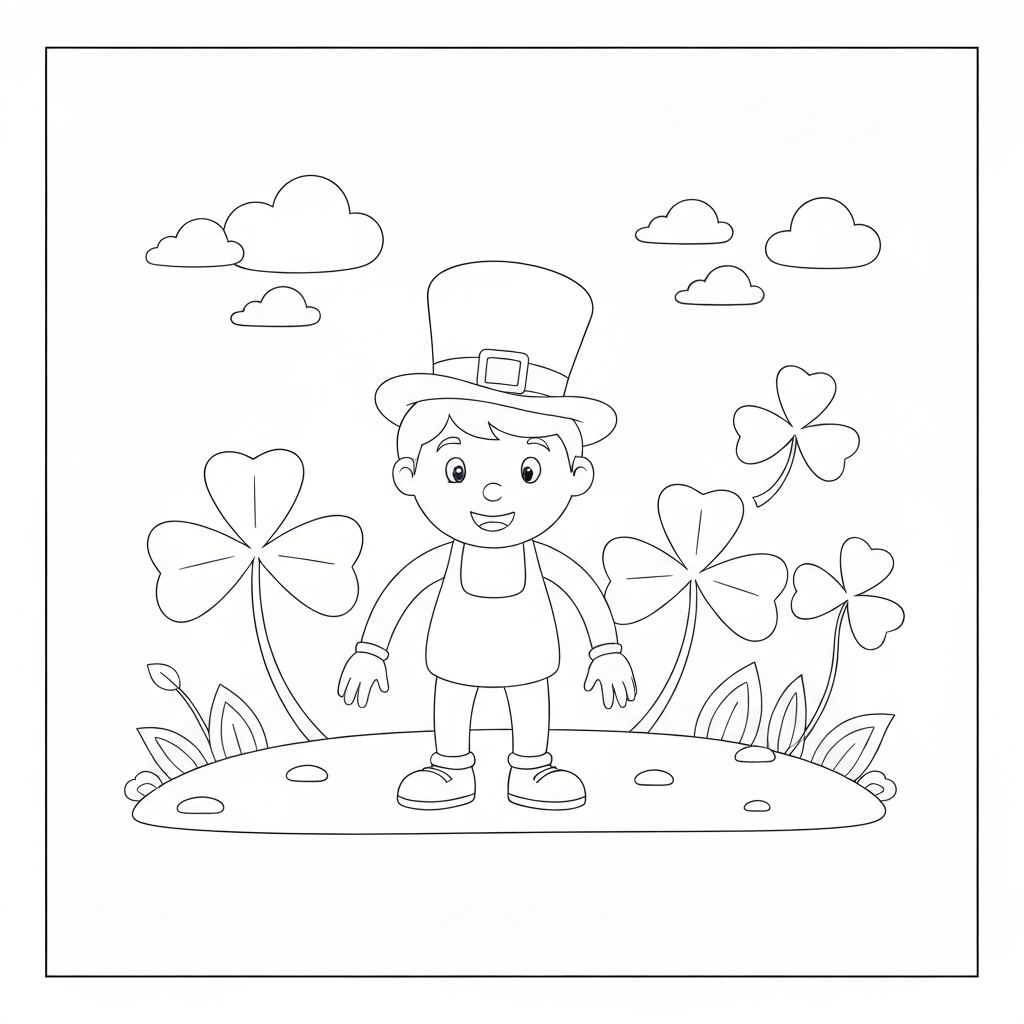 shamrock cartoon coloring page