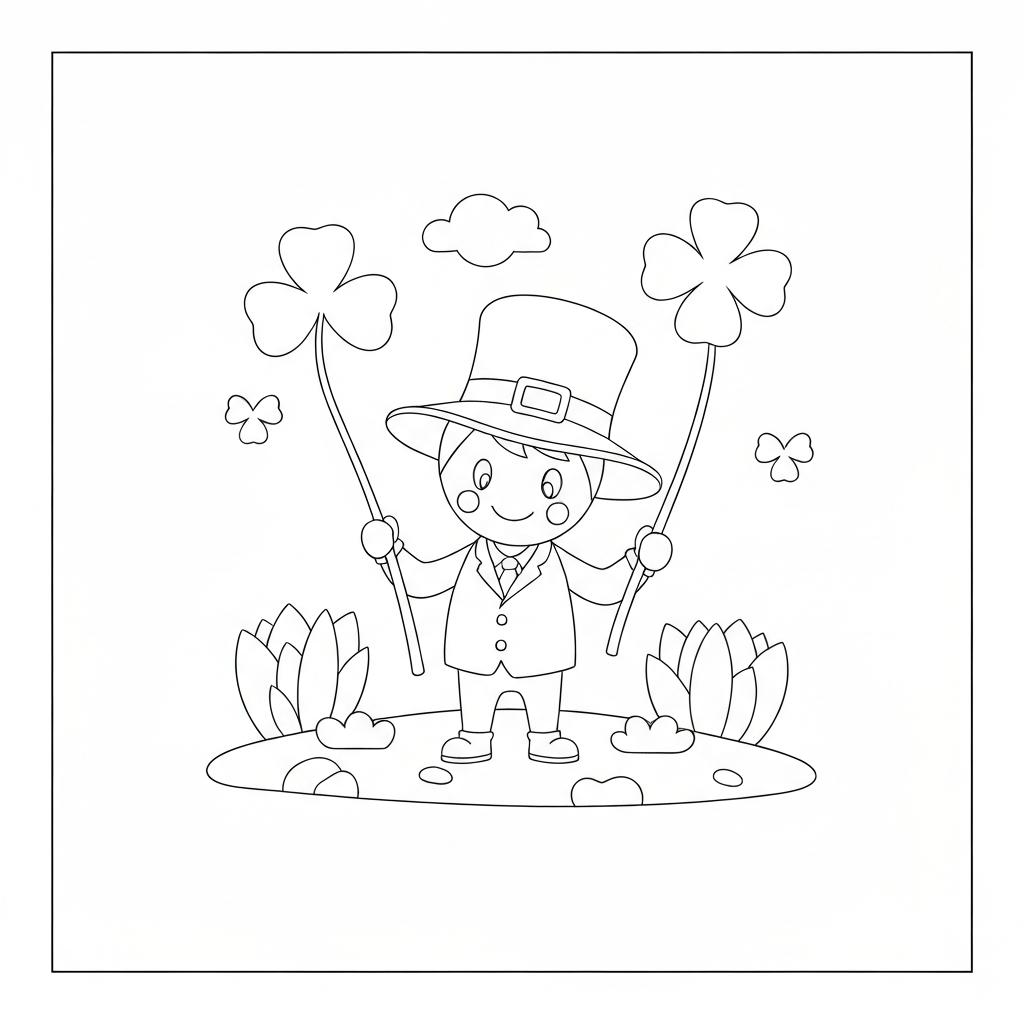 shamrock cute coloring page