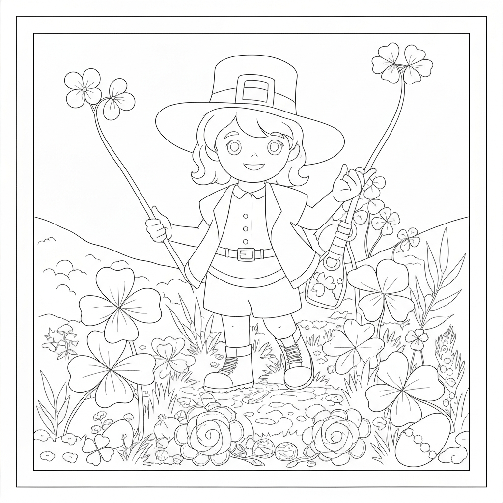 shamrock flowers coloring page