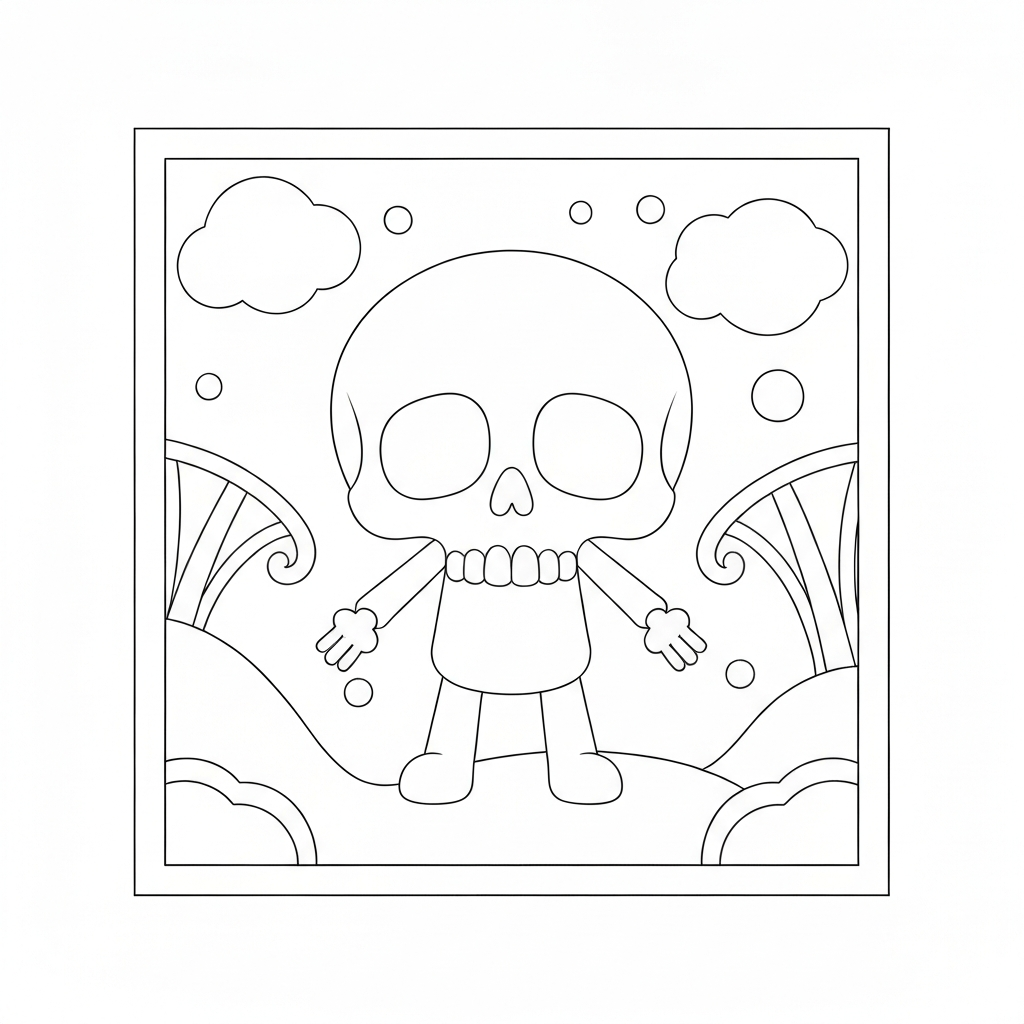 skull baby coloring page
