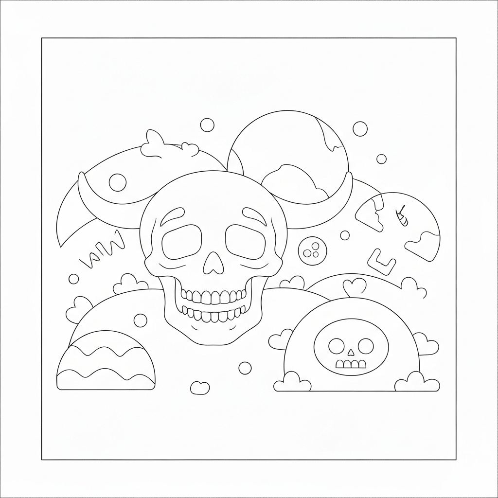 skull cartoon coloring page