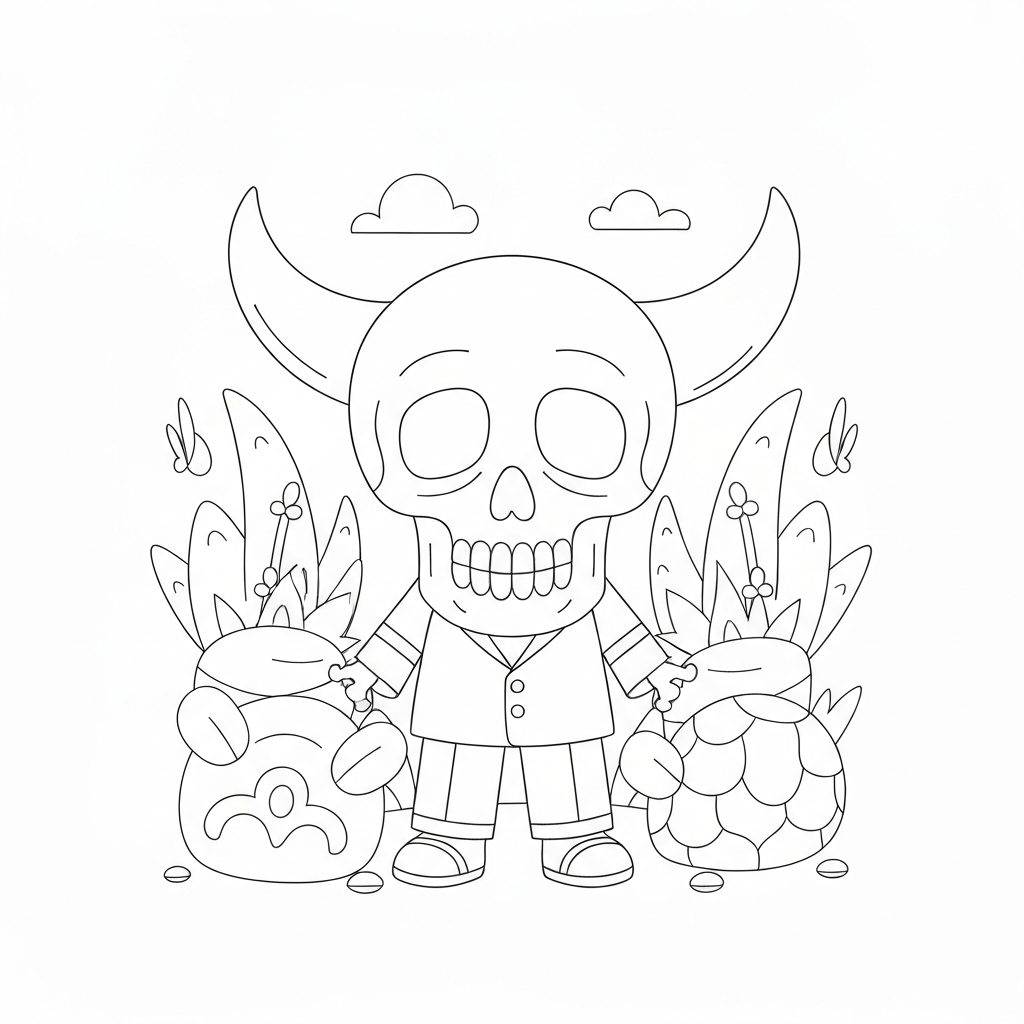 skull cute coloring page