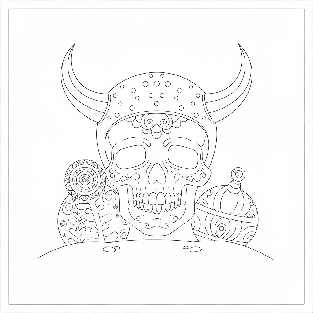 skull decorative coloring page