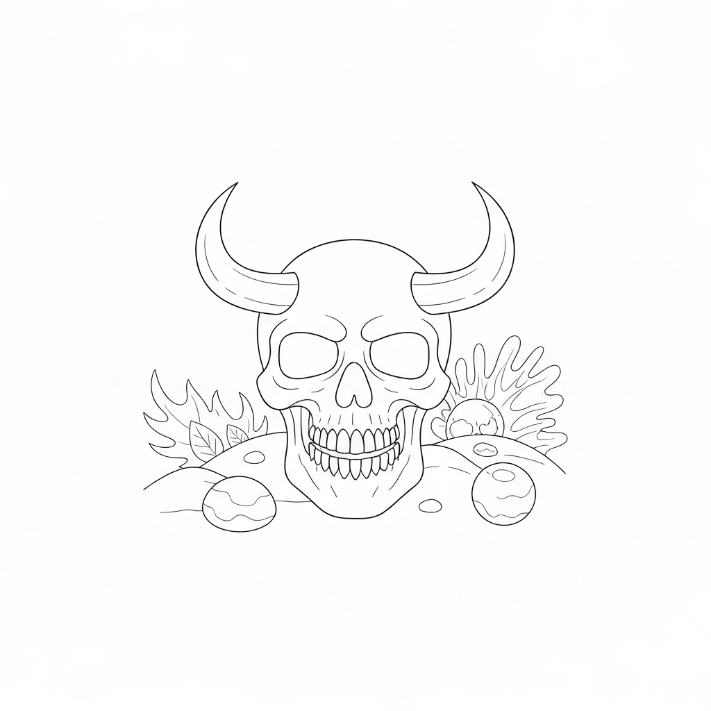 skull detailed coloring page