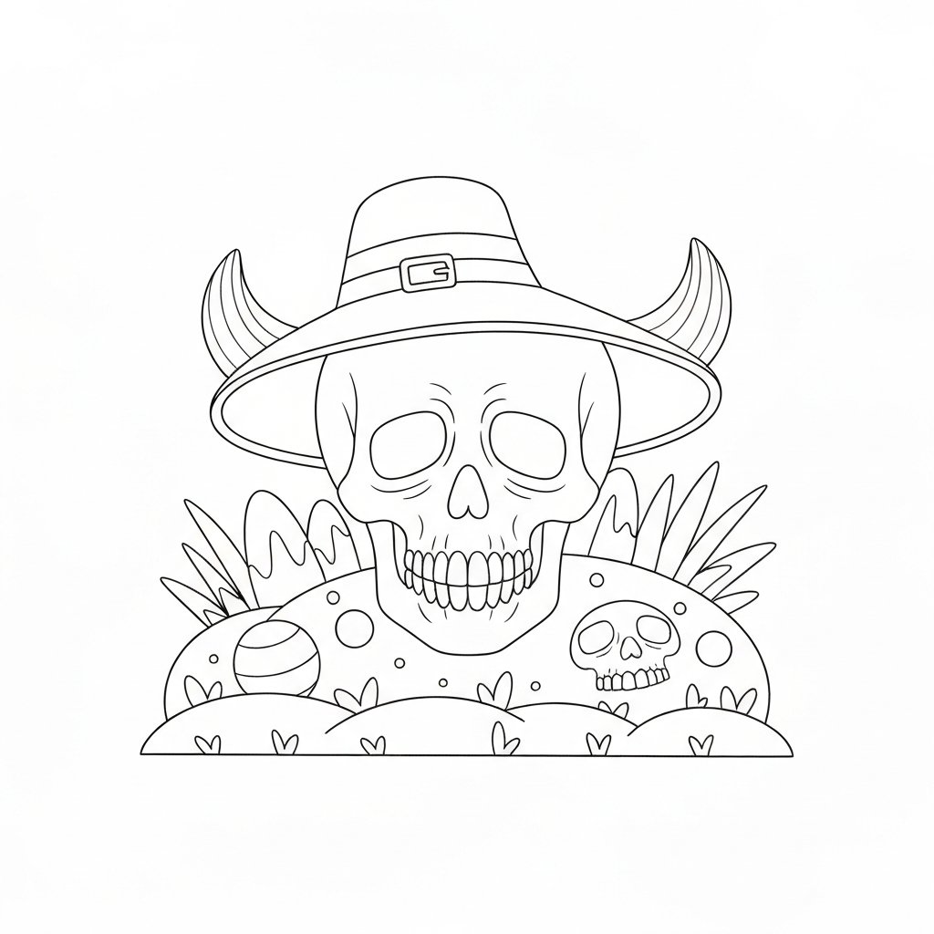skull easy coloring page