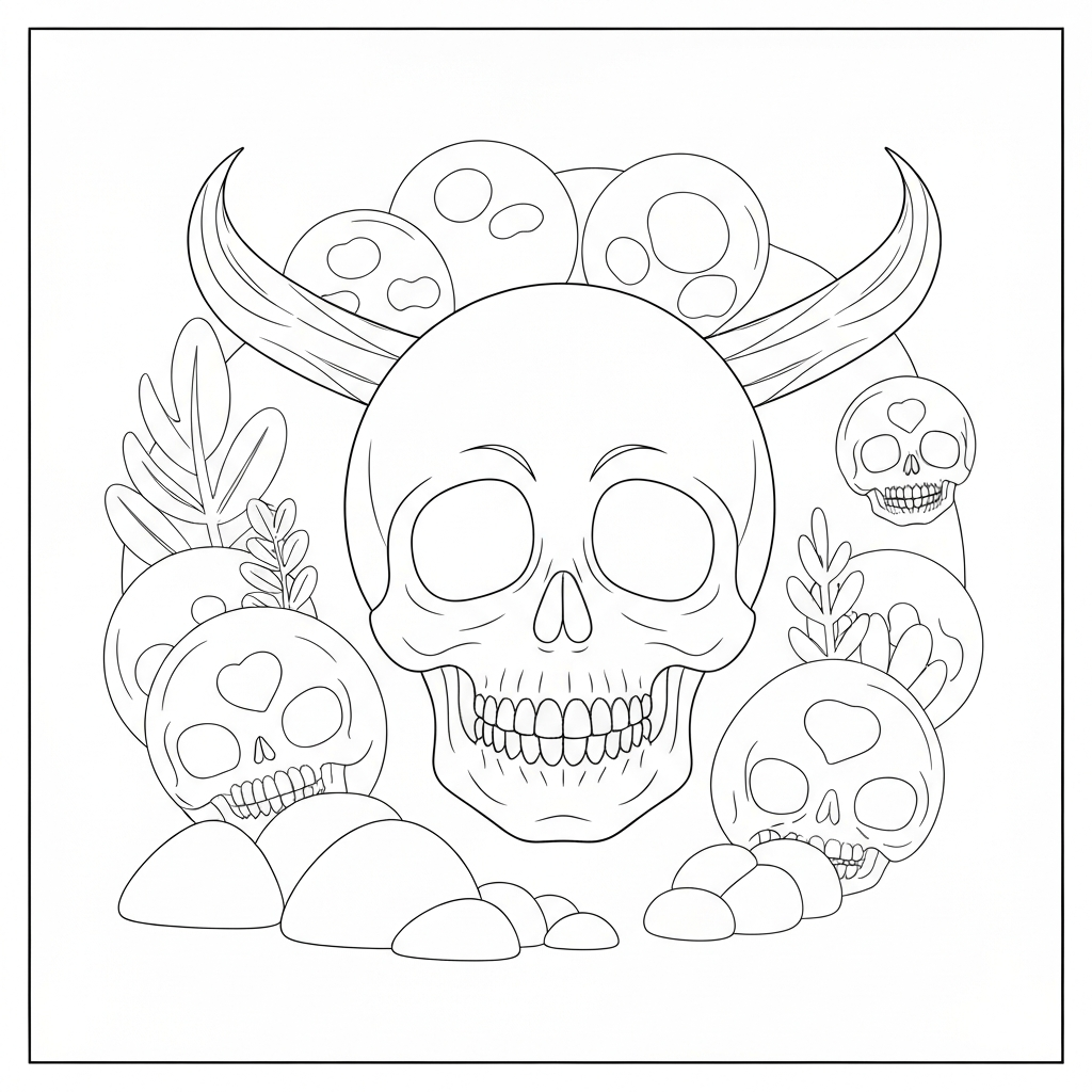 skull educational coloring page