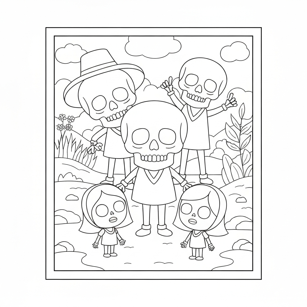 skull family coloring page