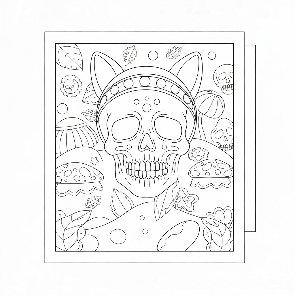 skull flowers coloring page